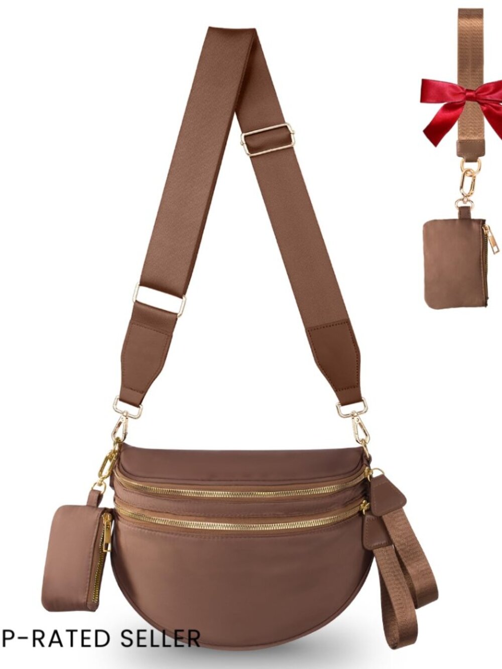 Checkered Nylon Crossbody Bag Large Fanny Pack Adjustable Strap Versatile